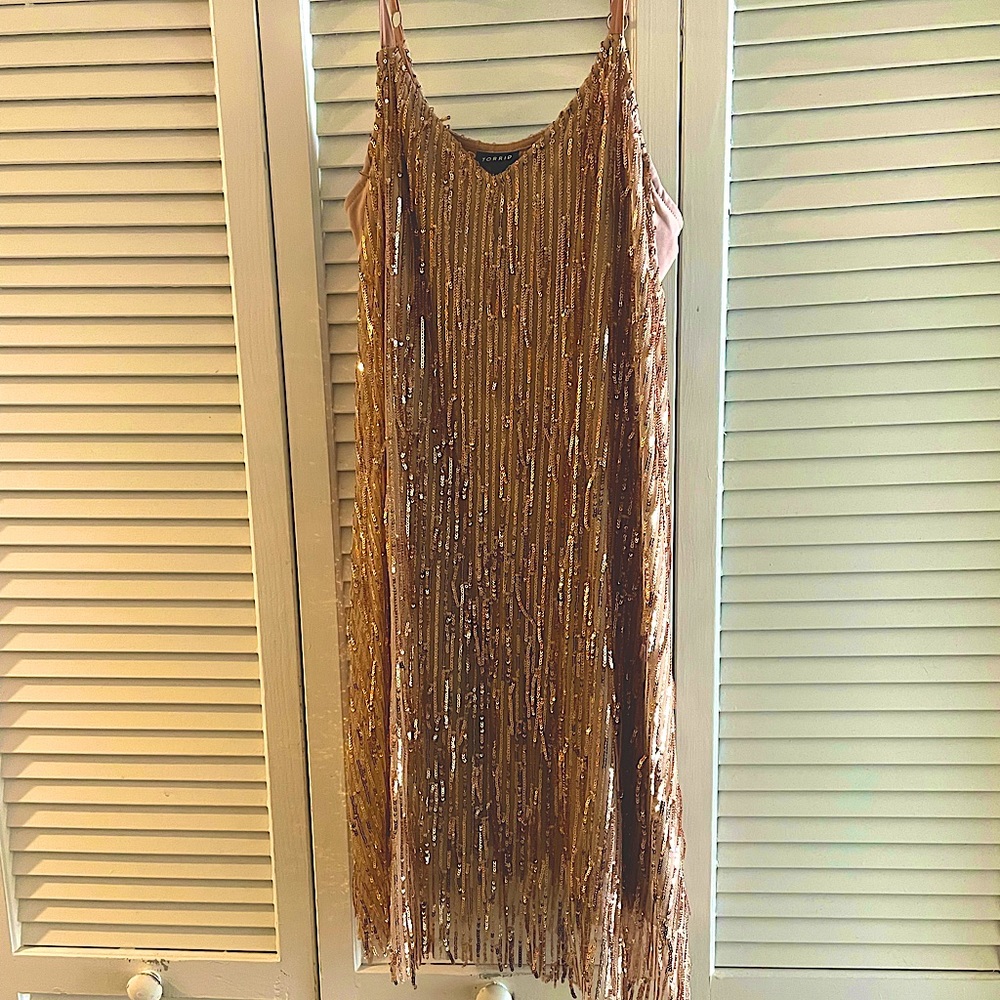Rose Gold Fringe TORRID Party Dress